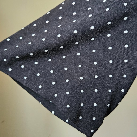 Vtg 90s Debra Martin Polka Dot Dress Button Front Scalloped Neck Lace Up Back 14 - Picture 5 of 8